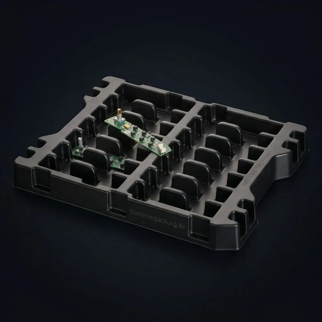 ESD-Tray antistatisch schwarz mit Elektronik-Platinen — Scafa Thermoforming