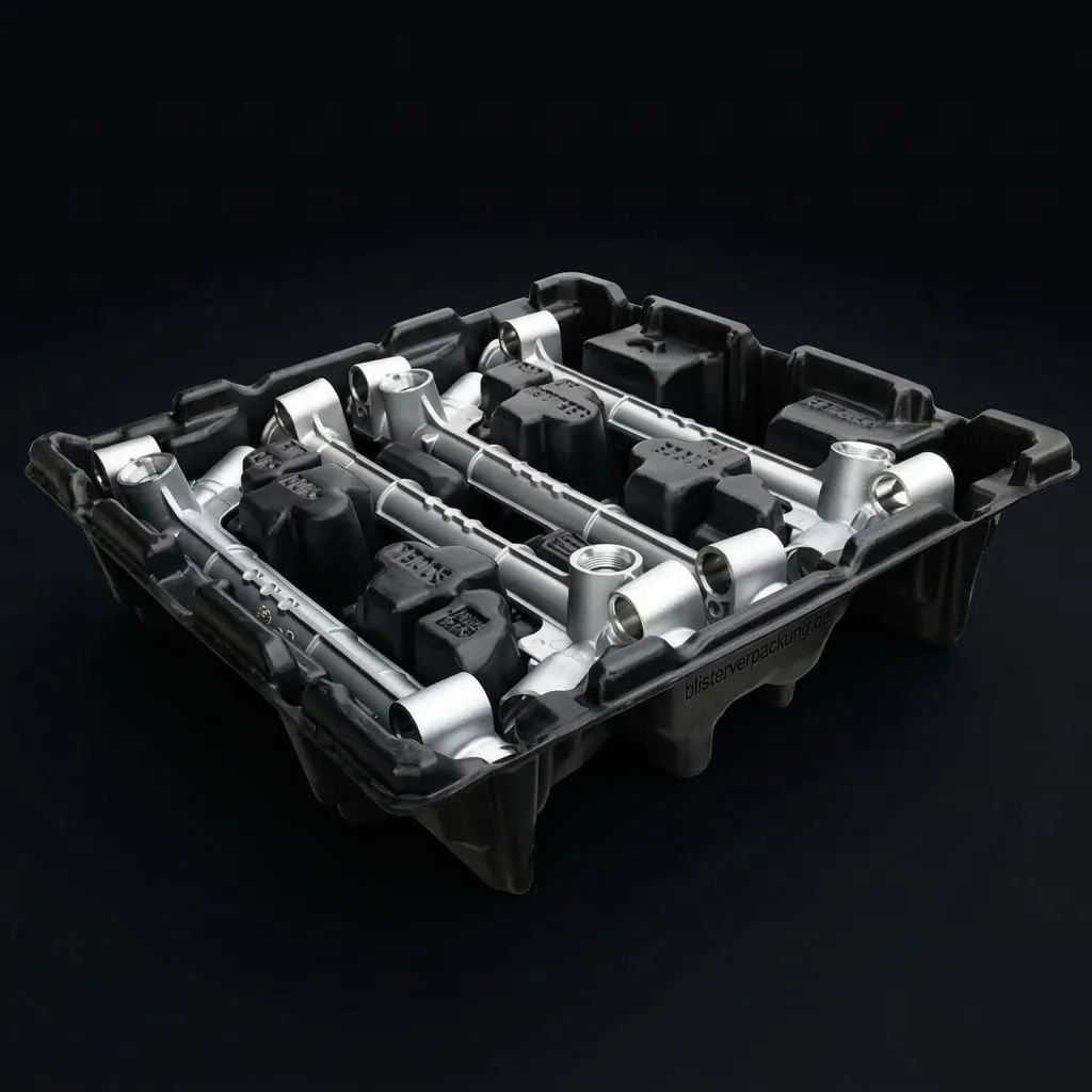 Plastic inlay black with metal fittings — Scafa Thermoforming
